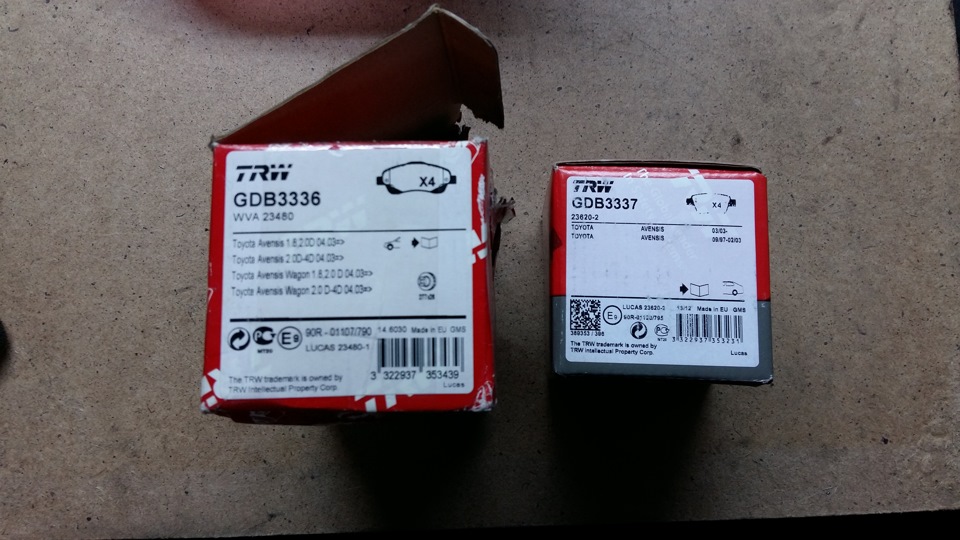 GDB3337 Комплект тормозных колодок, дисковый тормоз для TOYOTA TRW ...