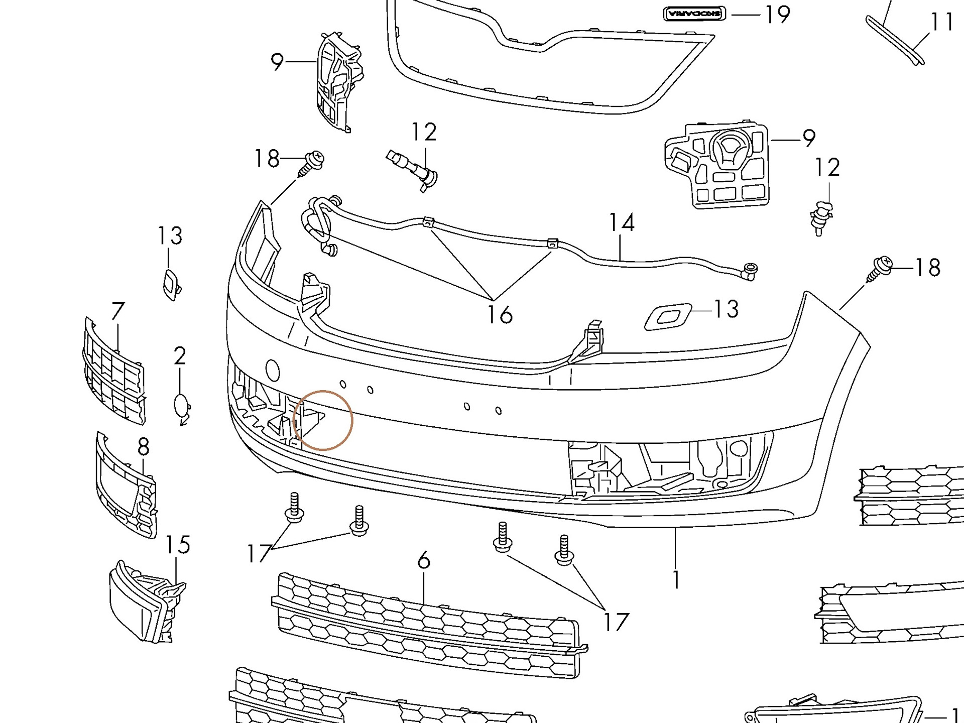 Детали бампера. Детали переднего бампера Шкода Рапид. Крепления переднего бампера Skoda Rapid 2. Крепление переднего бампера Шкода Рапид. Схема переднего бампера Шкода Рапид.
