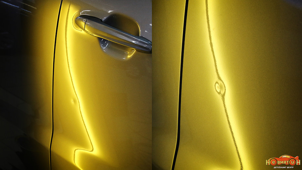 Пример устранение небольшой вмятины без покраски на двери SsangYong ...