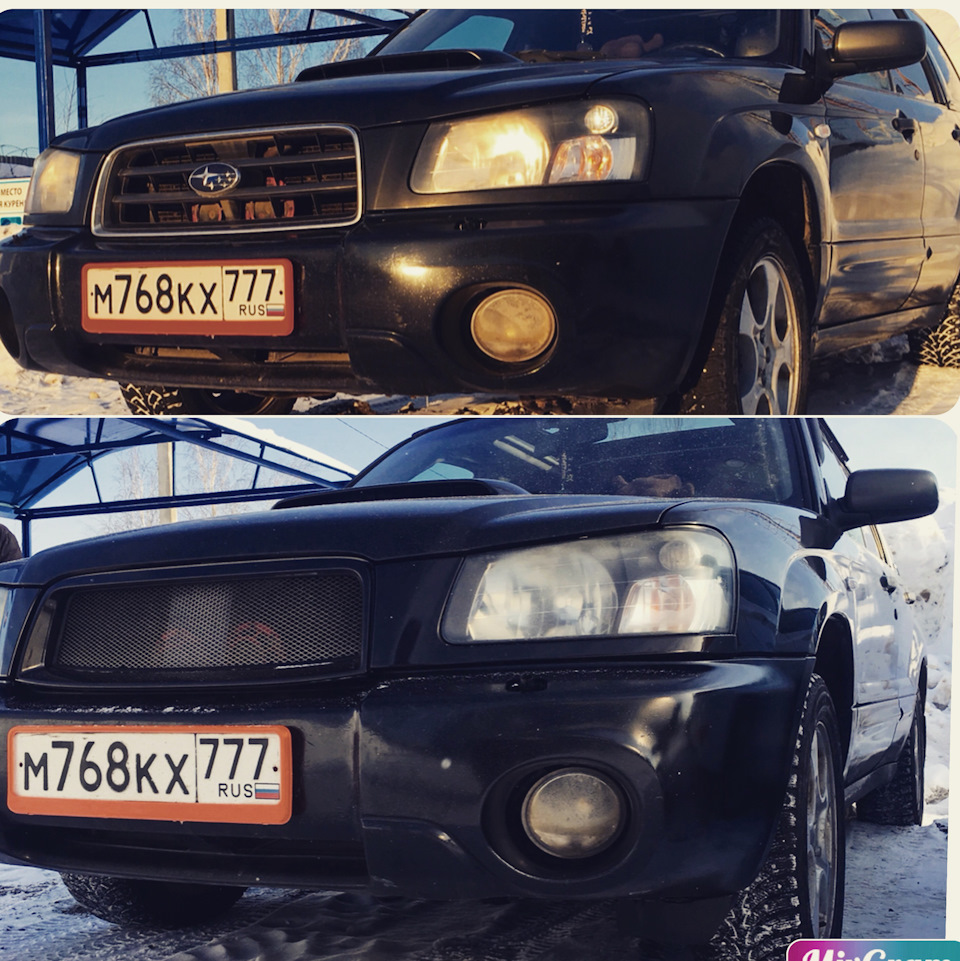 Решетка с накладками под фары — Subaru Forester (SG), 2 л, 2004 года ...