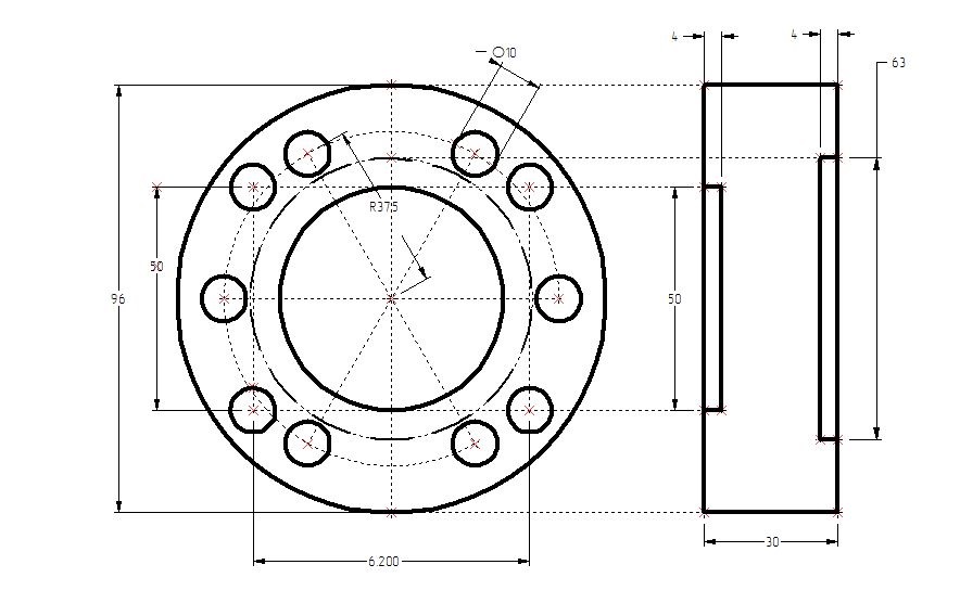 Чертеж фланца газ 66