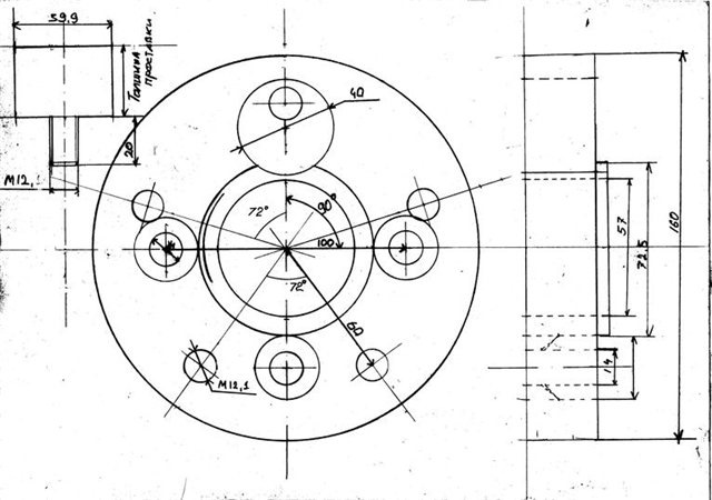 Чертеж проставки 4х98 на 4х98