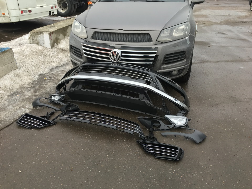 Как снять решетку туарег нф Изменяем штатный бампер FL! - Volkswagen Touareg (2G), 3 л, 2012 года стайлинг D