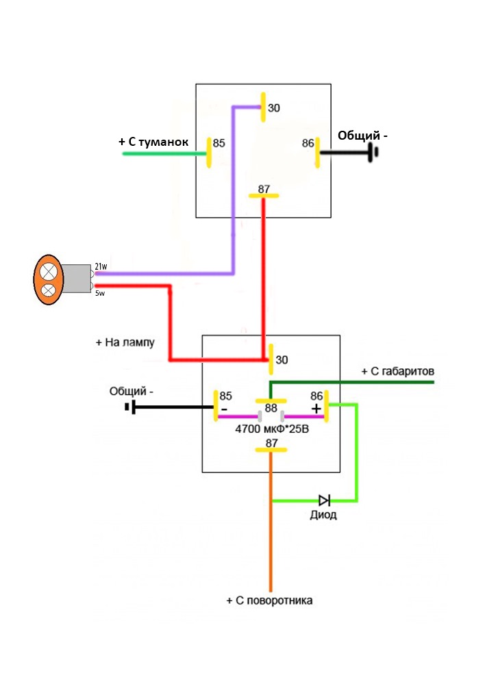 Схема подключения американок ваз 2114