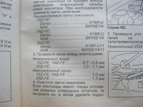 Момент затяжки свечей тойота королла 120