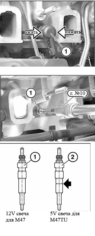 Замена свечей накаливания bmw