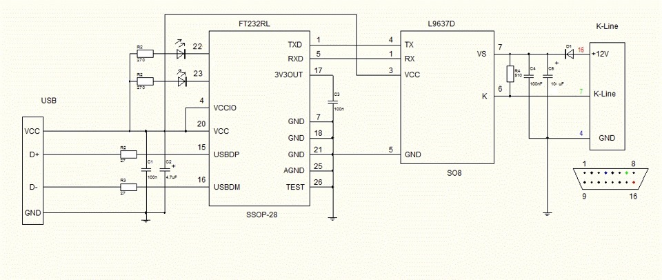 Диагностический кабель obd2 usb своими руками