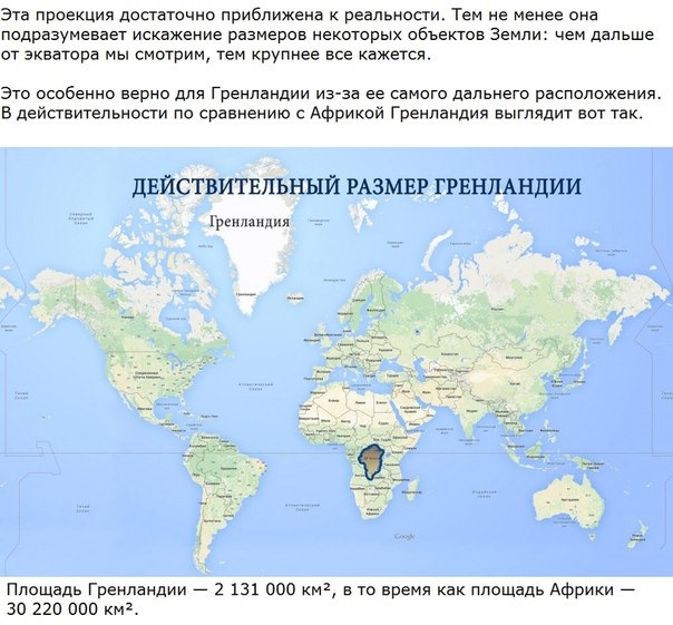 Карта отображающая реальные размеры стран