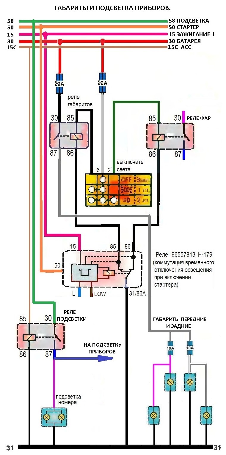 Габариты и подсветка. — Daewoo Matiz (M100, M150), 0,8 л, 2002 года |  электроника | DRIVE2