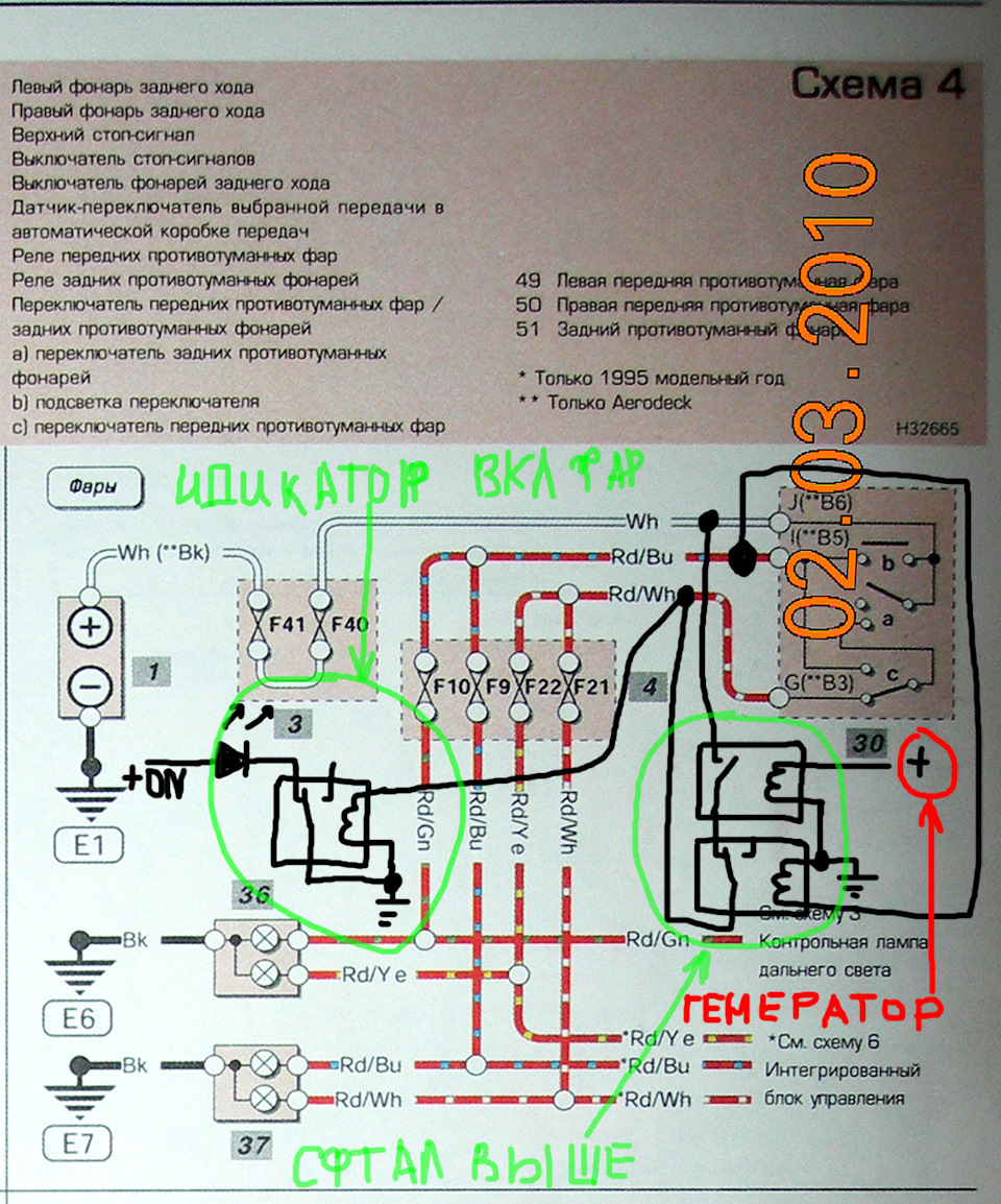 Схема подключения противотуманных фар хонда цивик