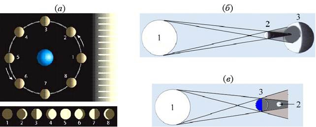 На картинке под каким номером правильно показано взаимное расположение солнца земли и луны