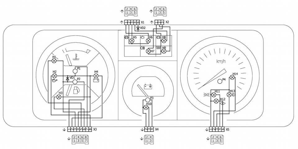 Схема подключения комбинации приборов ваз 2105