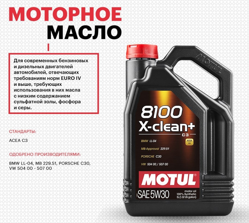 Акция. 5 литров масла по цене 4-х: Motul 8100 X-Clean+ (LL-04) (VW 504/ ...