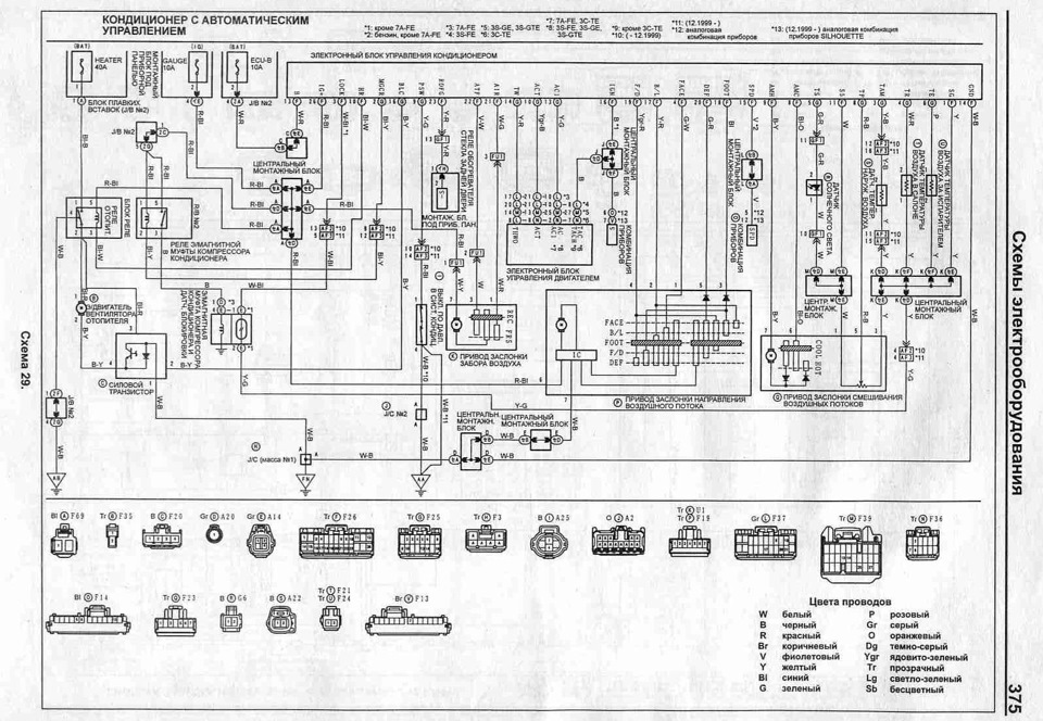 Тойота калдина кондиционер схема