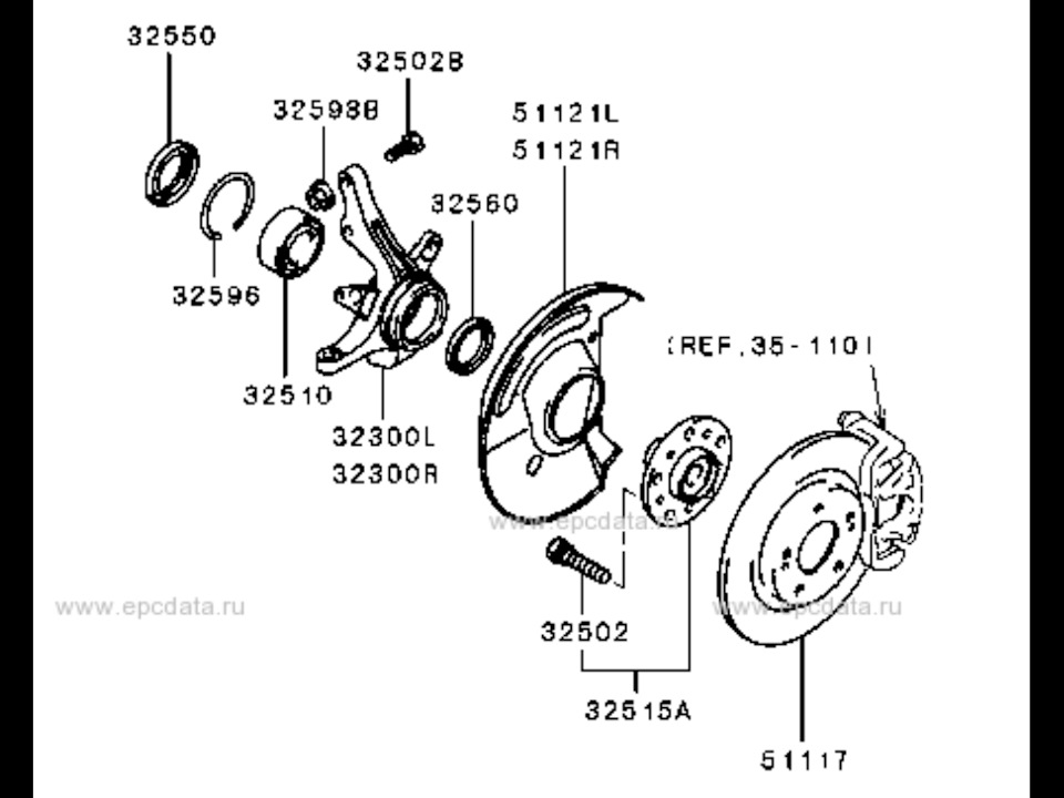 Замена ступичных подшипников — Mitsubishi Pajero Junior, 1,1 л, 1996 ...
