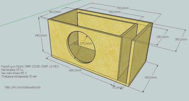 Короб для сабвуфера в ваз 2107 чертеж