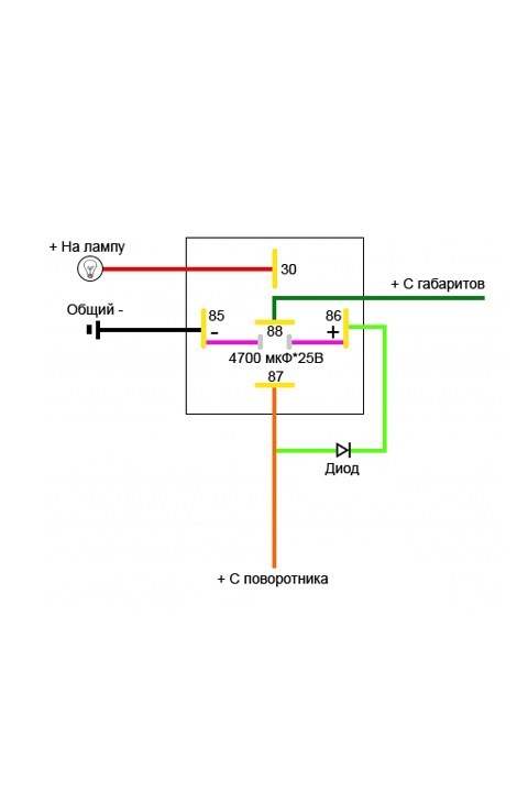 Схема американок через реле 5 контактное реле