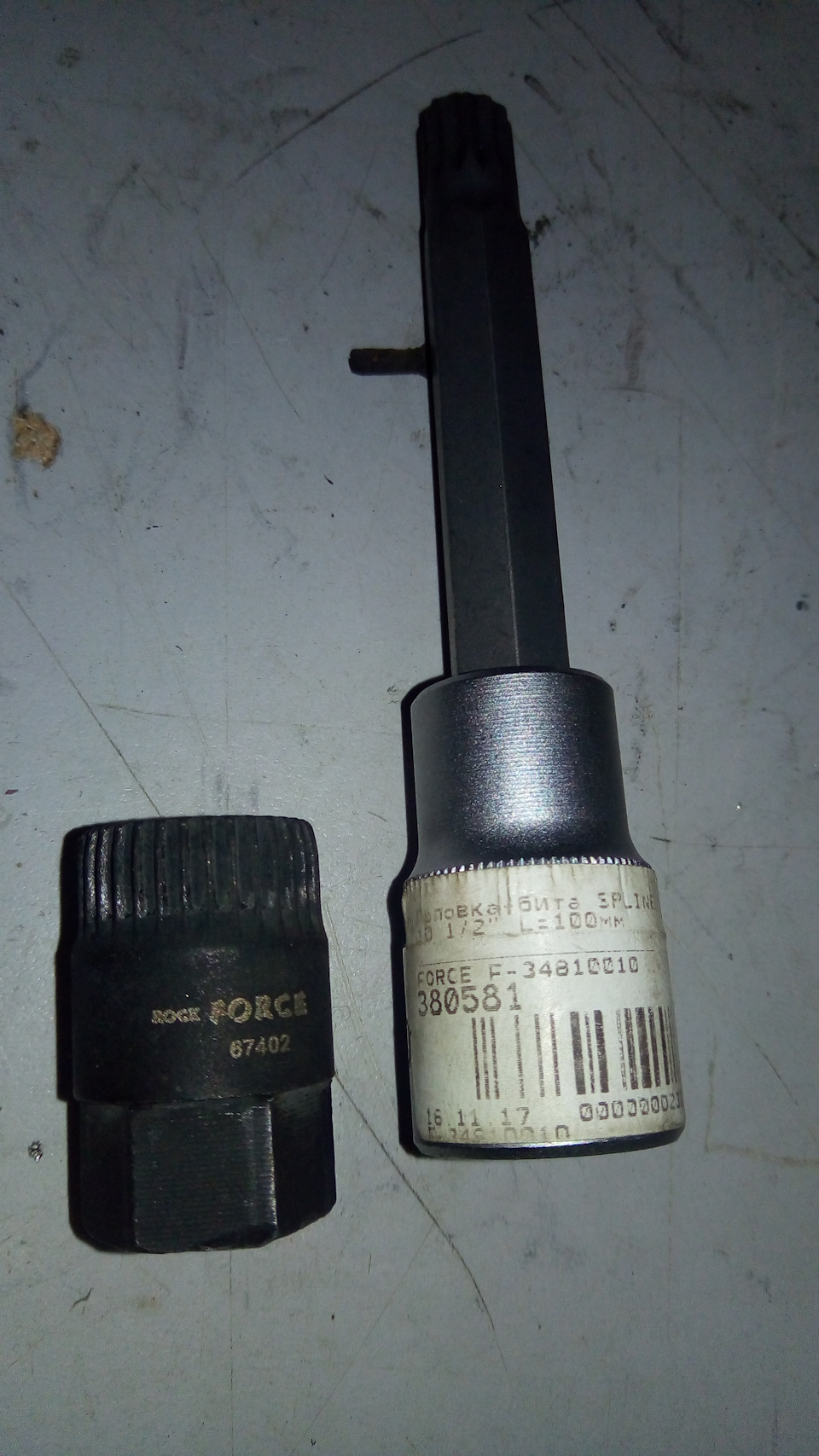 34810010 F Головка-бита 1/2Spline М10 L 100mm FORCE | Запчасти на DRIVE2