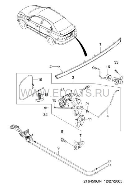 Ручка открывания крышки багажника на седан GM — Chevrolet Lacetti Sedan ...