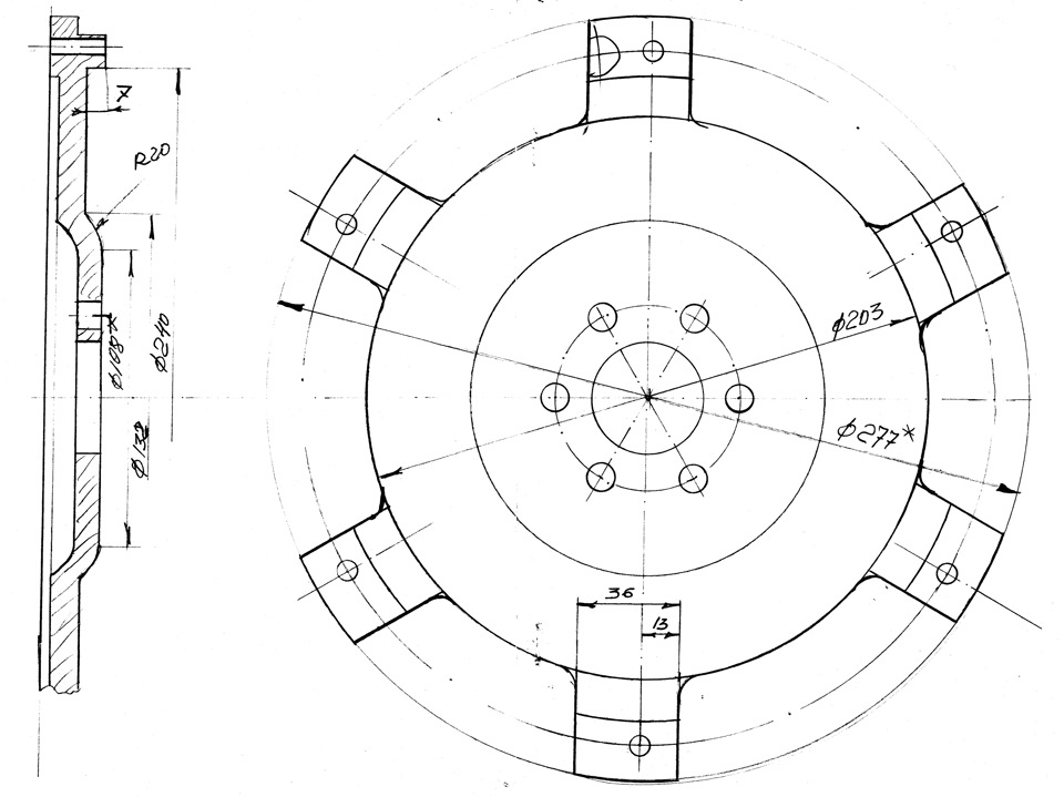 Чертеж венца маховика