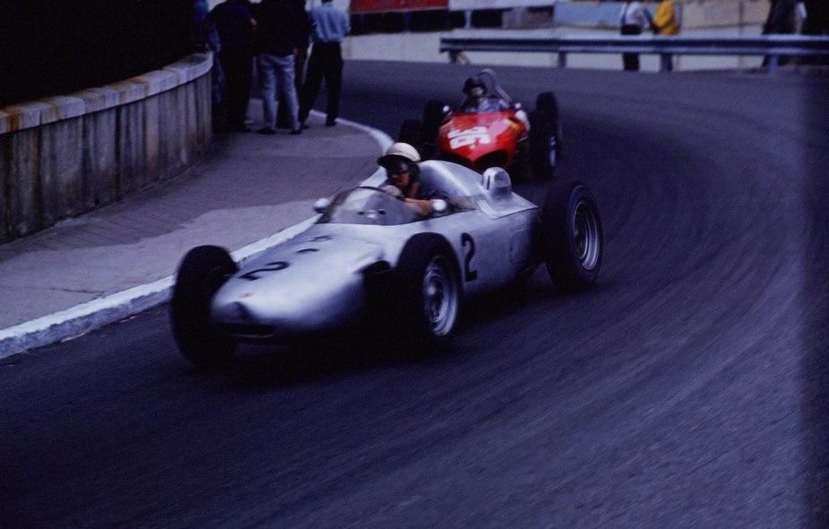 Йо Бонье (#2, Porsche 787) на Гран При Монако '61