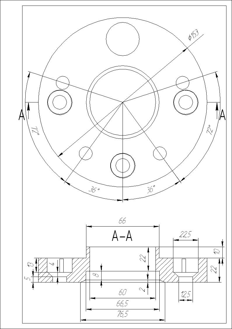 Чертеж проставки 5х120