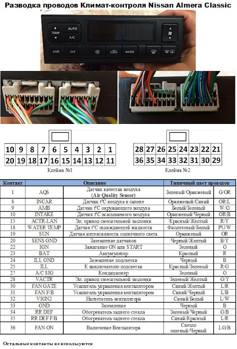 Распиновка nissan almera