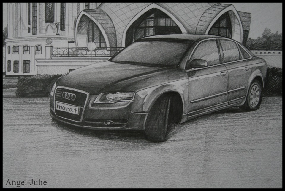 Картинка а 4 нарисована. Audi a6 с4 карандаш. Audi a4 Crayon. Ауди карандашом. Машина в перспективе.