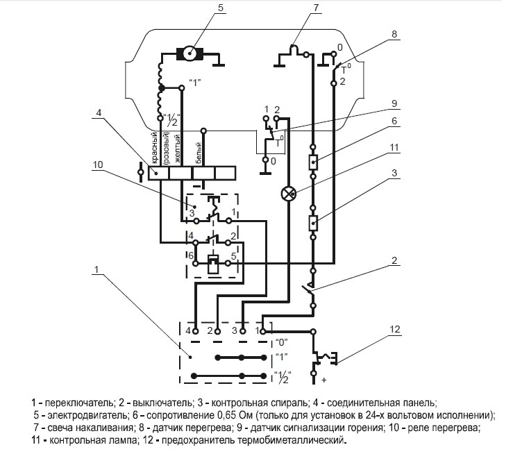 Схема подключения ов 65 дизельная 24в