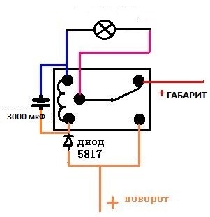 Мигалка на реле 12 вольт схема