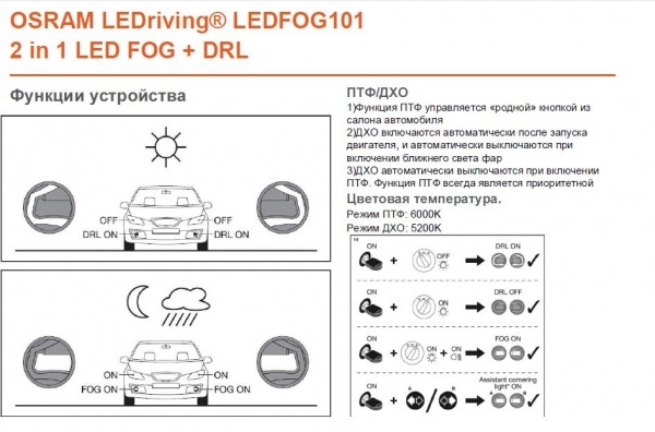 Ledfog101 osram схема подключения