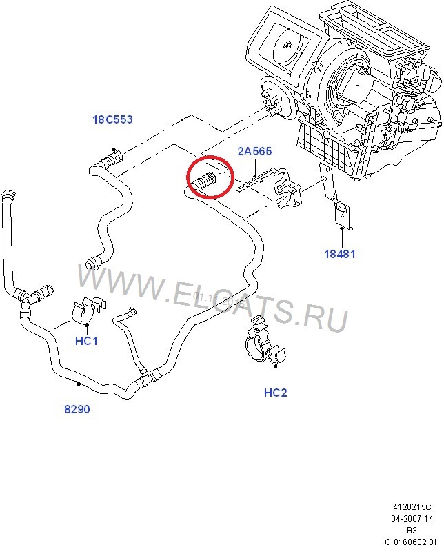 Схема 51. Схема соединений системы отопления и вентиляции в автомобиле Ford Focus 2