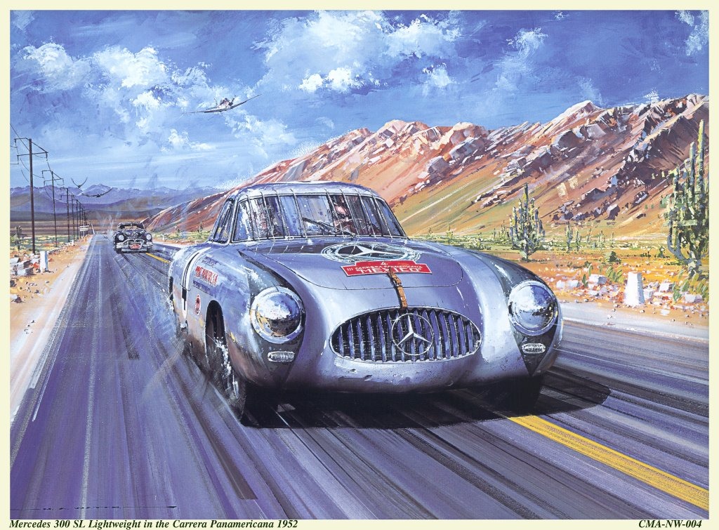 Картины машин. Каррера Панамерикана. Гонка Carrera Panamericana. Николас Ваттс художник. Panamericana 1952 Ferrari.