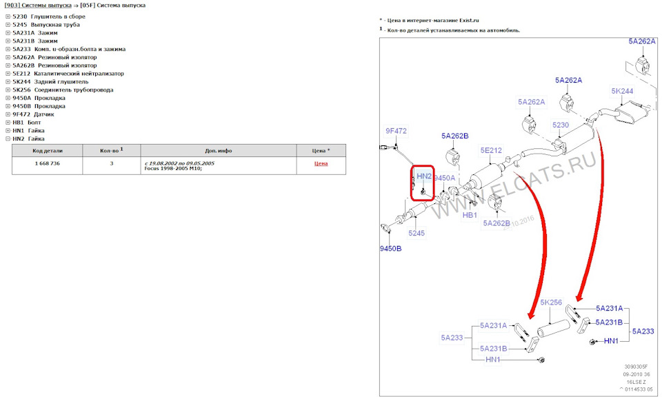 Форд фокус 2 схема выхлопной системы