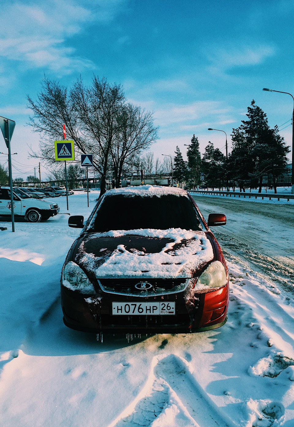 Половина зимы позади❄👻 — Lada Приора седан, 1,6 л, 2009 года | фотография  | DRIVE2