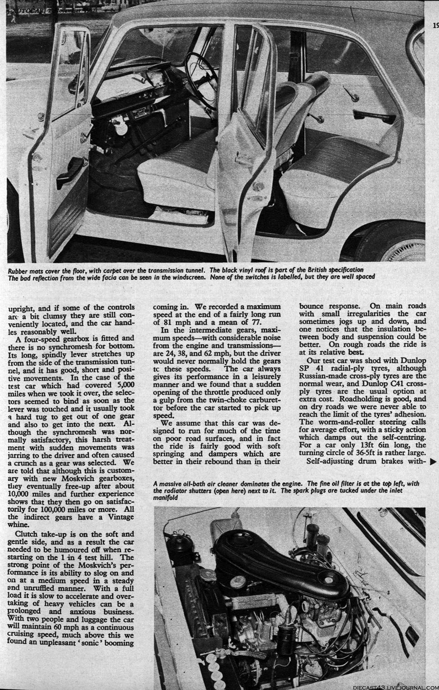 Москвич 408 в Великобритании: Moskvich de lux — Autocar road test 1967 ...