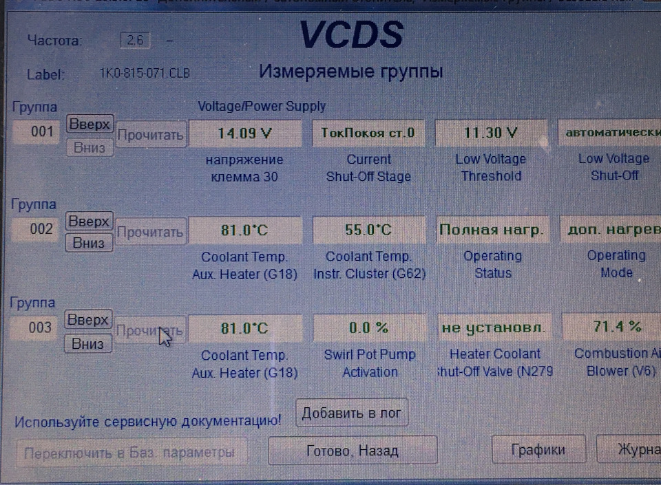 Группы вася диагност для фольксваген