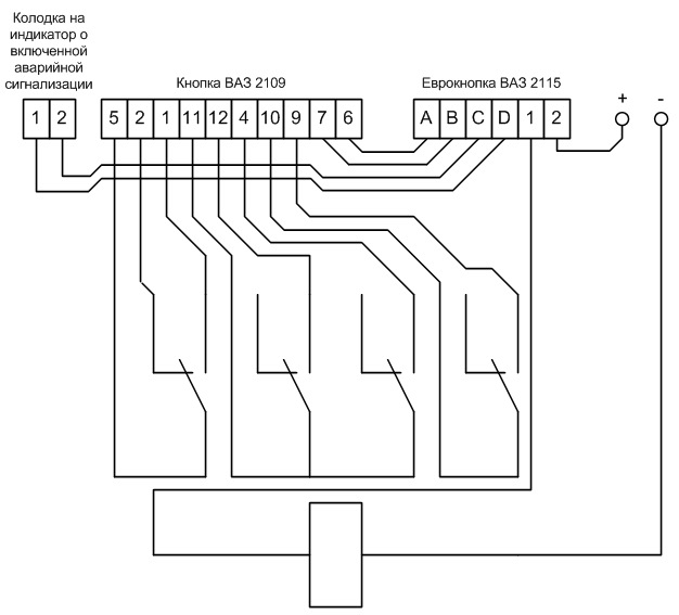 Схема подключения аварийки на ваз 2109