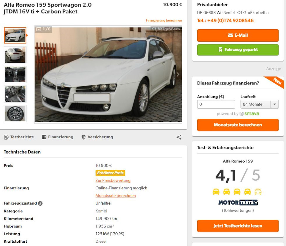 Покупка и пригон авто из Германии — Alfa Romeo 159 Sportwagon, 2 л, 2011  года | другое | DRIVE2