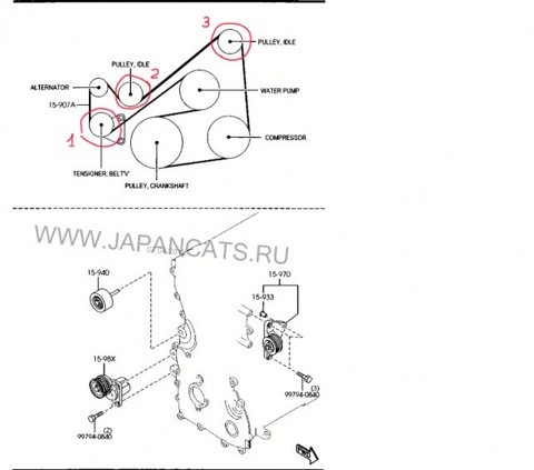 Схема обводного ремня мазда cx7