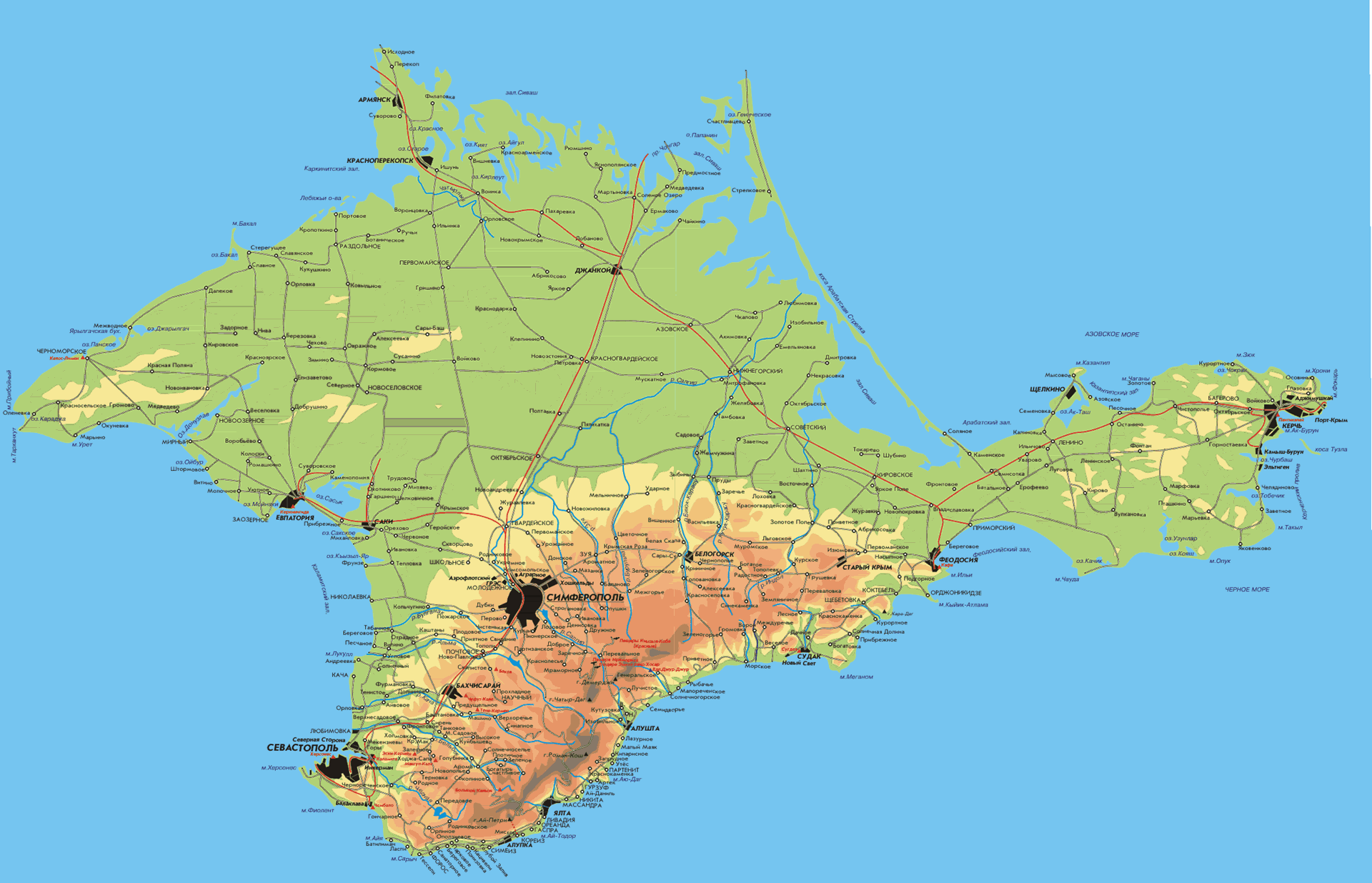 Северо-Крымская низменность на карте Крыма. Крымский полуостров на карте. Полуостров Крым географическая карта.