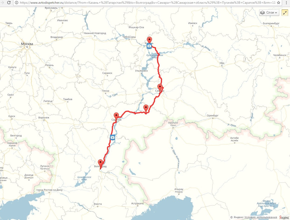 Саратов самара расстояние карта