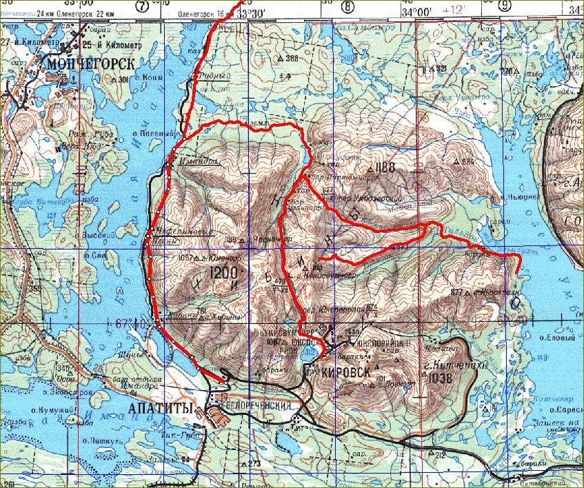 Оленегорск топографическая карта