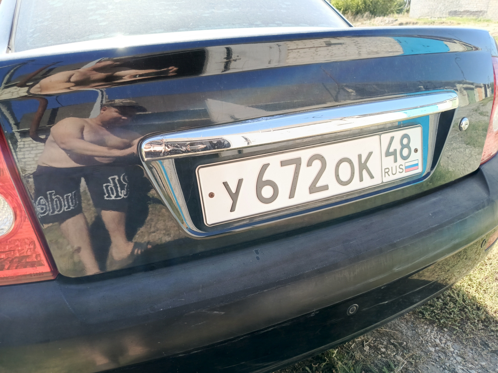 #4 Очередной анти-хром, черная задняя сабля — Lada Приора седан, 1,6 л ...