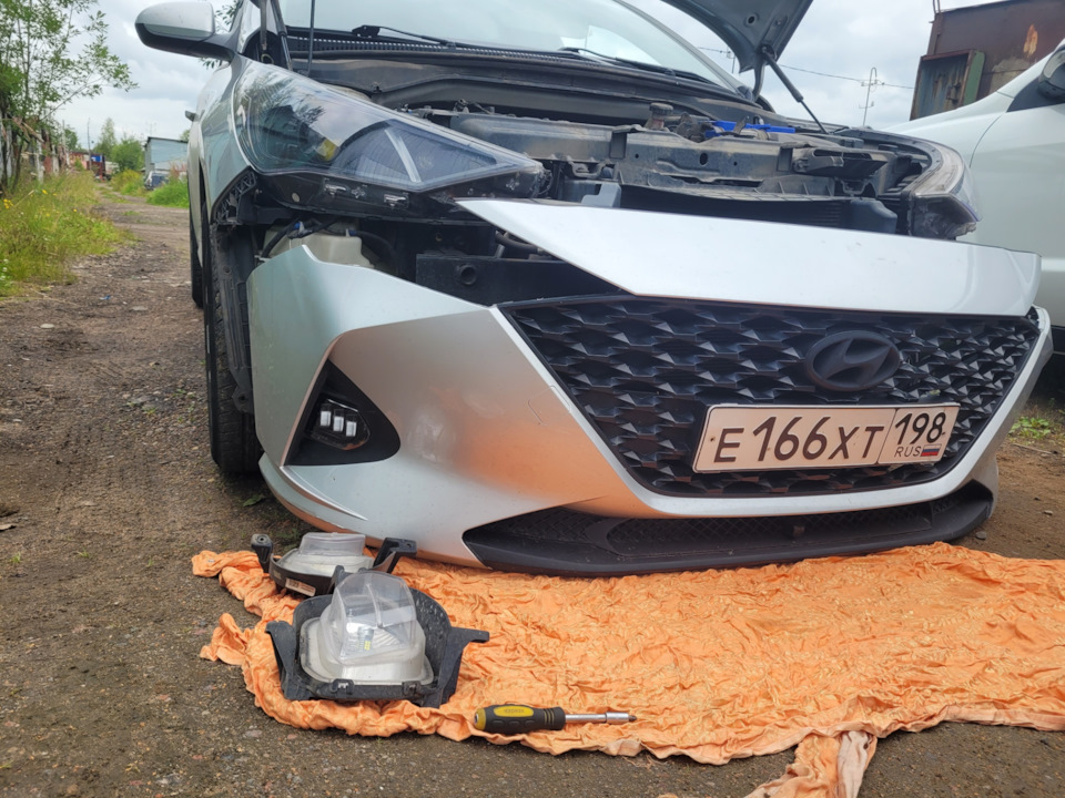 53.ПТФ-ДХО SAL-MAN 6000k — Hyundai Solaris (2G), 1,6 л, 2020 года ...