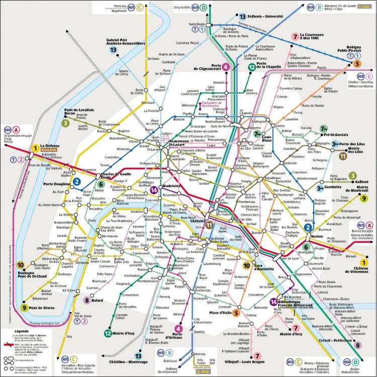 Схема метро парижа на русском крупным планом
