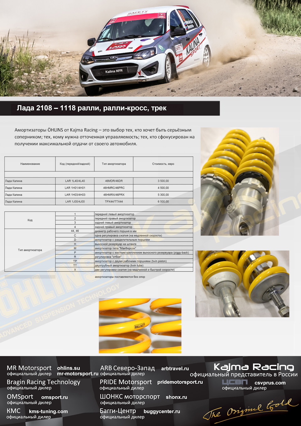 Ohlins для гоночной Лады (кросс, ралли, ралли-кросс). — KMS Kovalchuk Motor  Sport на DRIVE2