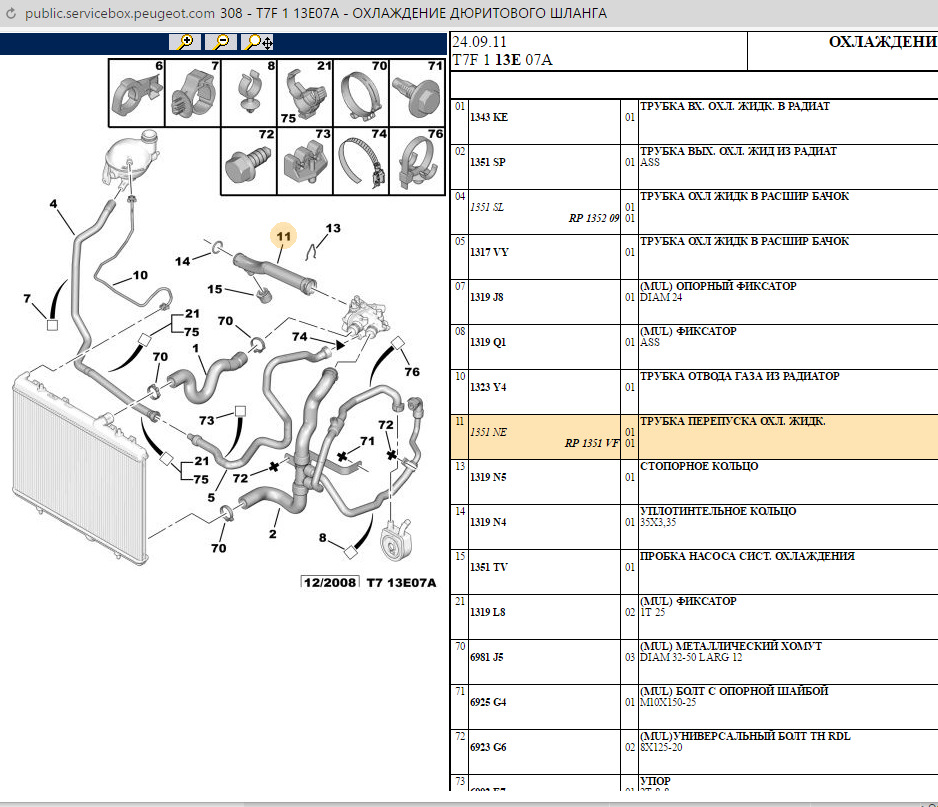 Пежо 408 схема системы охлаждения