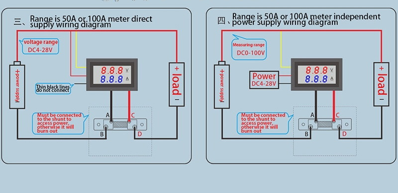 Мини цифровой вольтметр амперметр dc 100 в 10a схема подключения