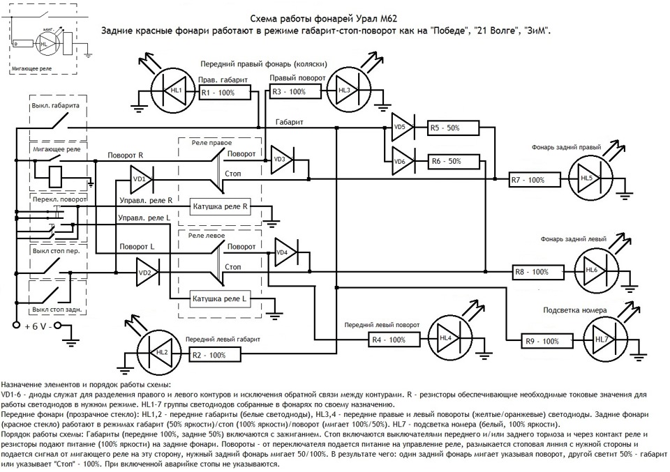 Схема реле поворотов урал